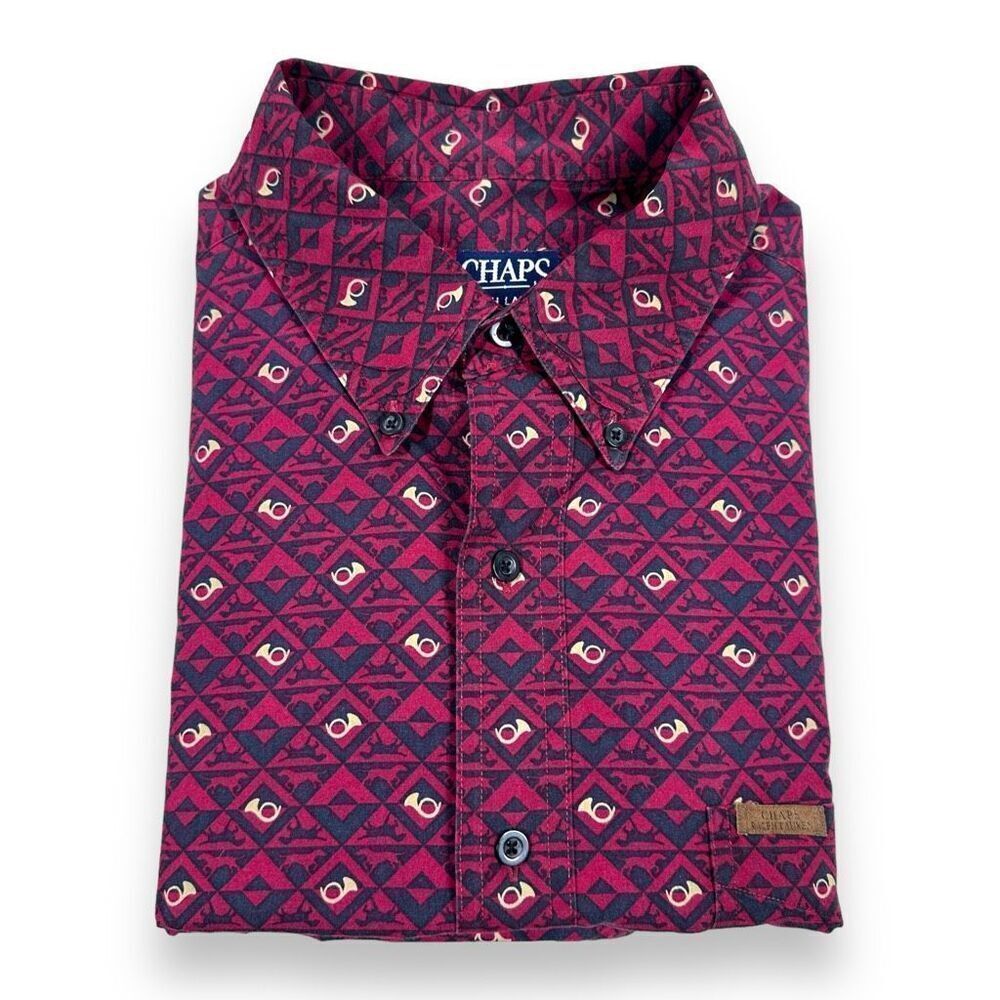 Vintage Chaps‎ Ralph Lauren Shirt Mens Size Large L Red Long Sleeve Button Down